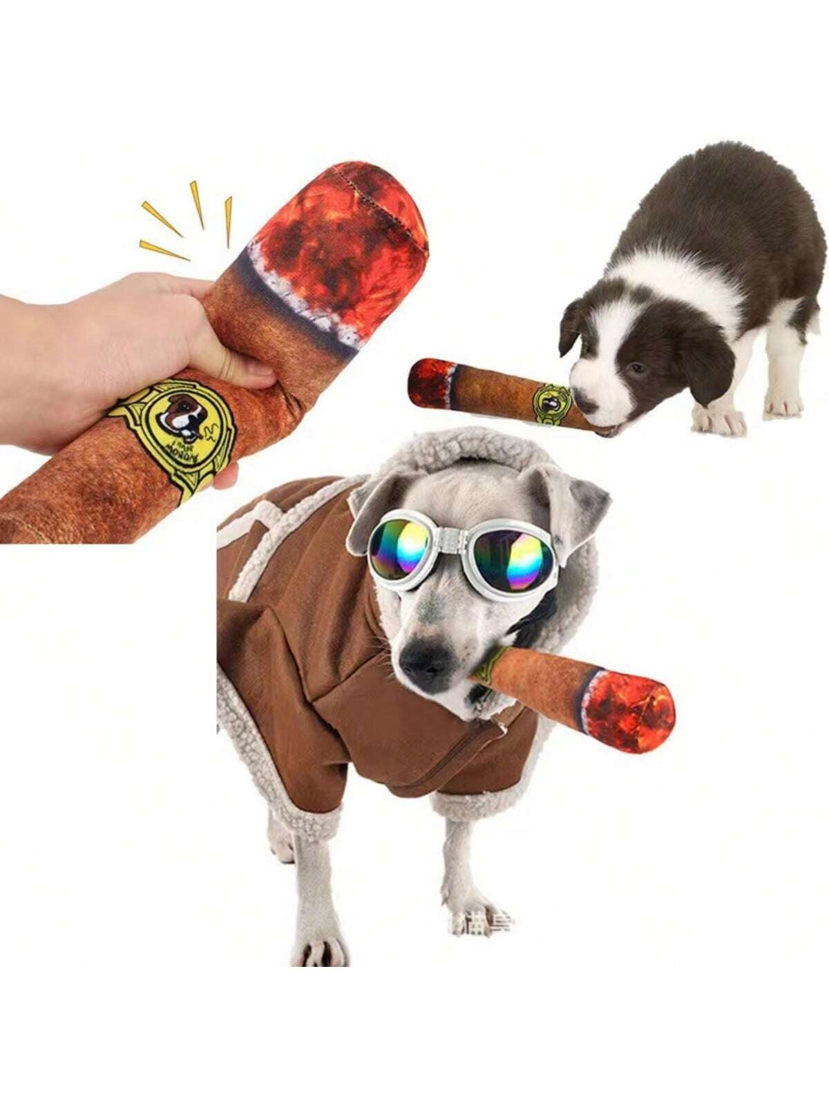 1Pc Rust Brown Pet Toy Chewing Cigar for Dogs, Durable Squeaky Toy Suitable for Medium & Small Pets LATEST