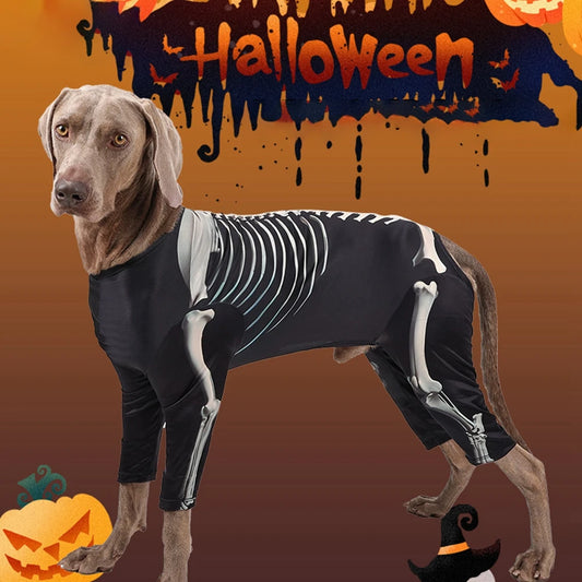 Halloween Dog Skeleton Costumes Cosplay Party Sweater Pet Clothes 4Leg Sweatshirt for Medium Large Dog French Bulldog Dress Up