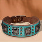 Vintage Luxury Genuine Leather Studded Dog Collar, Adjustable for Medium to Large Dogs, Durable High Quality