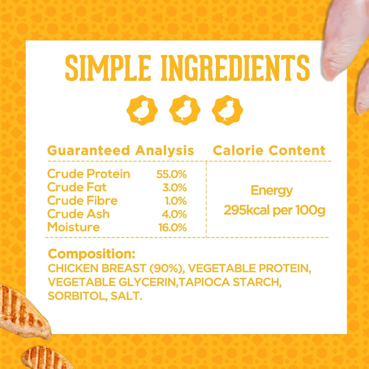 PACK’N PRIDE Natural Dog Treats, 200 G Air-Dried Chicken Fillets, Low Fat Chicken Breast Jerky, Dog Chews for Small&Medium&Large Dogs, Grain-Free Dog Training Treats, High in Protein