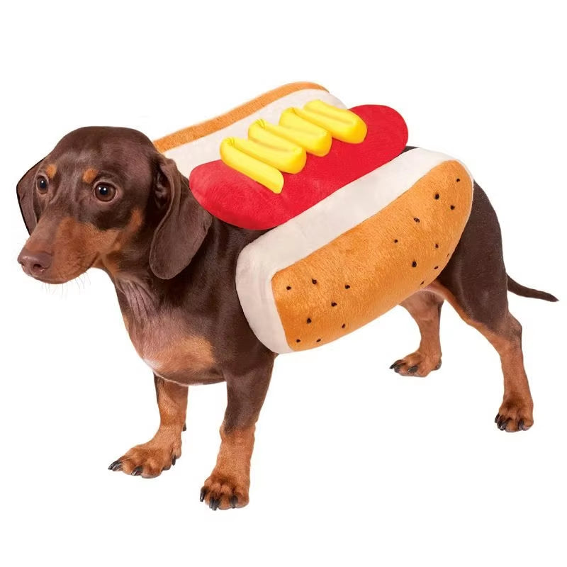 Christmas Hot Dog Burger Dog Costumes Warm Halloween Carnival Party Festival Dog Velvet Clothes Teddy Dog Clothes