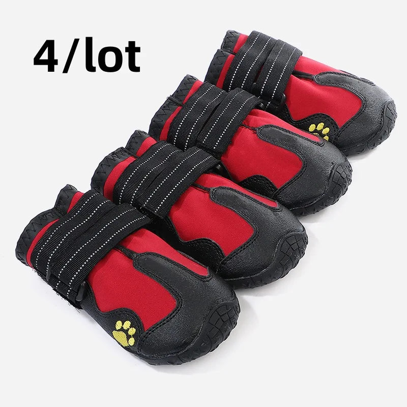 Waterproof Dog Boots Warm Snow 4Pcs/Set Pet Dog Shoes Reflective Rain Pets Booties Anti-Slip Socks Footwear for Medium Large Dog