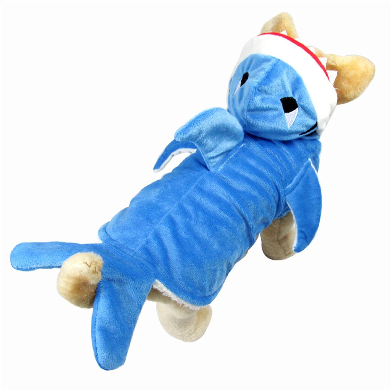 Shark Cosplay Costumes for Pet Adorable Blue Shark Animal Fleece Hoodie Halloween Costume Christmas Dress Funny Dog