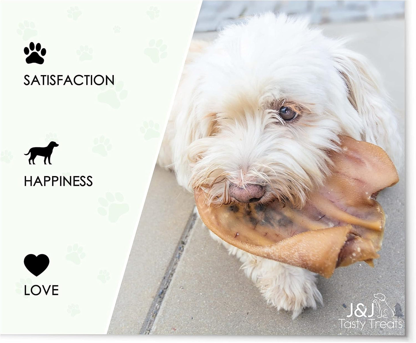 Premium Pigs Ears for Dogs - 8 Large Pieces for Highest Welfare Grade - Whole Natural Dried Healthy Snack Pork Ear Chew Treats by