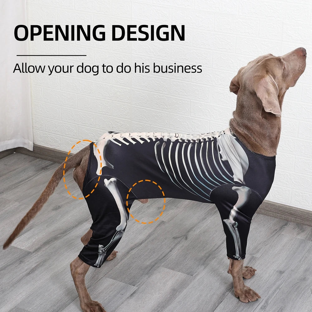 Halloween Dog Skeleton Costumes Cosplay Party Sweater Pet Clothes 4Leg Sweatshirt for Medium Large Dog French Bulldog Dress Up
