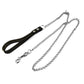 Dog Leash Metal Chain Dog Black 2.0Mm*120Cm with Leather Style Handle Strong Control Leash Pet Supplies Iron Towing Rope