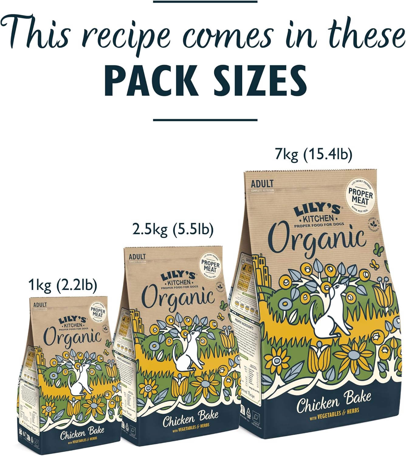 Lily’S Kitchen Made with Natural Ingredients Adult Dry Dog Food Organic Chicken Bake Balanced Nutrition 1Kg