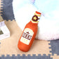 Dog Plush Toys Pet Squeaky Printed Beer Bottle Shape Toy Dog Bite-Resistant Clean Teeth Chew Toy Pet Supplies Interactive Toys