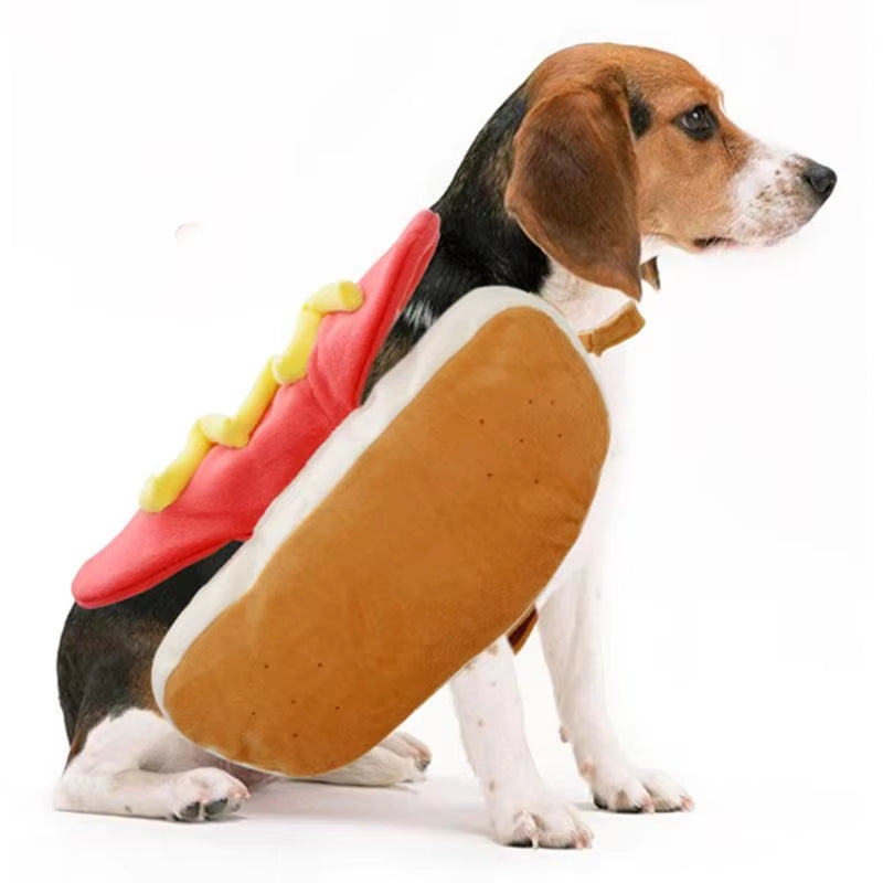 Christmas Hot Dog Burger Dog Costumes Warm Halloween Carnival Party Festival Dog Velvet Clothes Teddy Dog Clothes