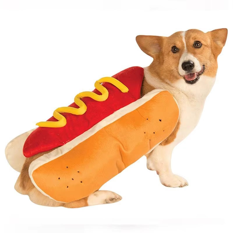 Christmas Hot Dog Burger Dog Costumes Warm Halloween Carnival Party Festival Dog Velvet Clothes Teddy Dog Clothes