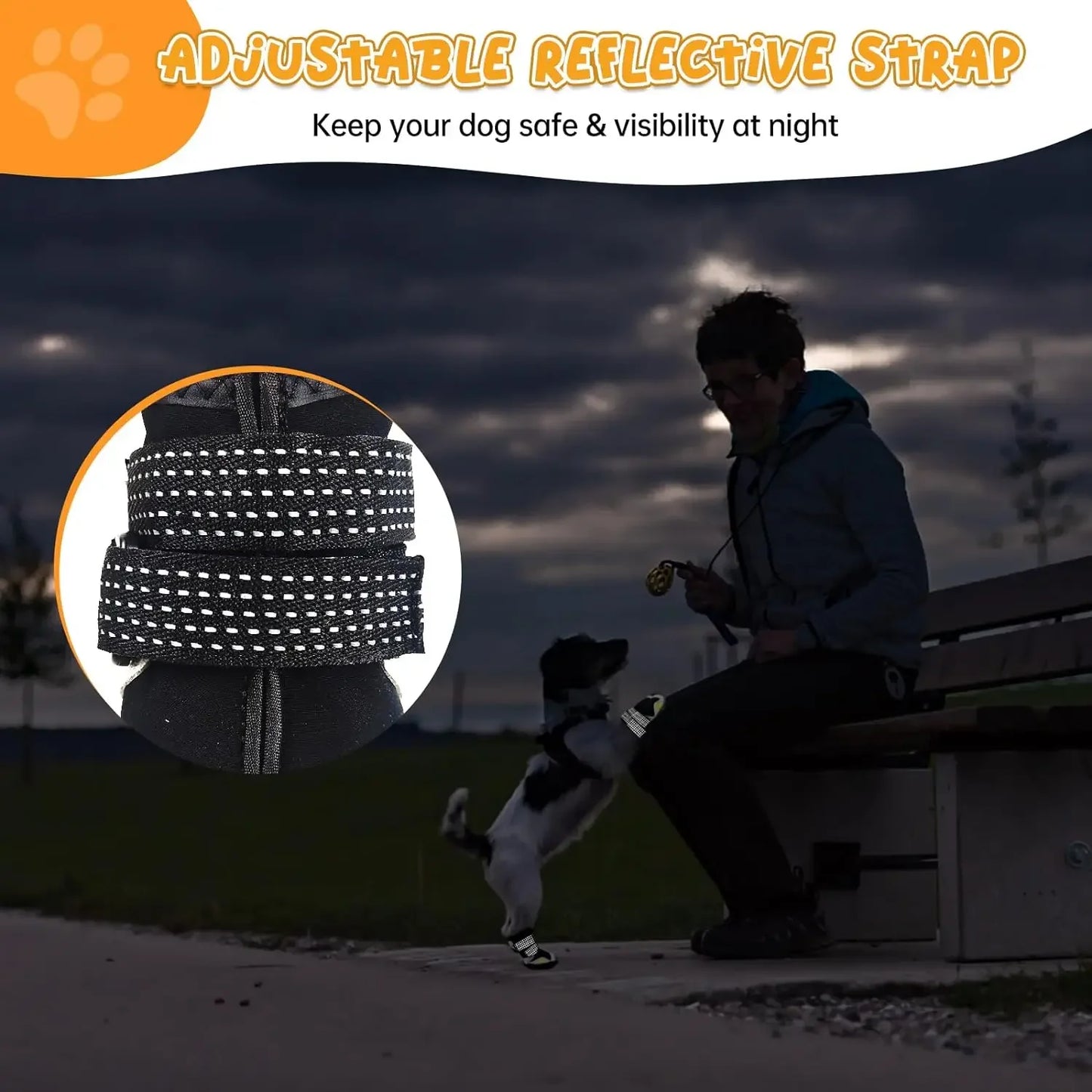 Dog Shoes for Large Size Dogs, Waterproof Medium Large Dog Boots, for Hot Pavement Winter Snow Hiking Breathable Elastic