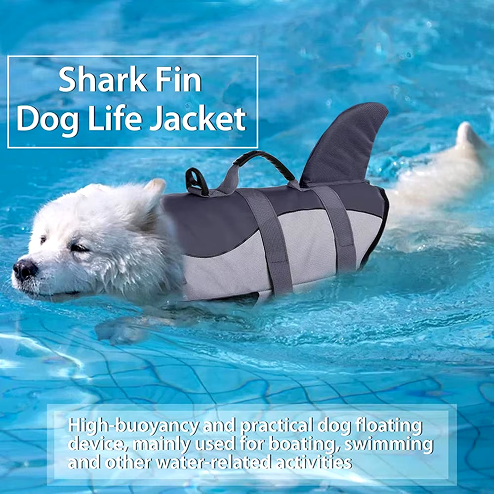 Shark Shaped Dog Life Jacket Enhanced Buoyancy Small Dogs Swimming Clothes Safety Vest with Handle for Medium Large Dogs Surfing