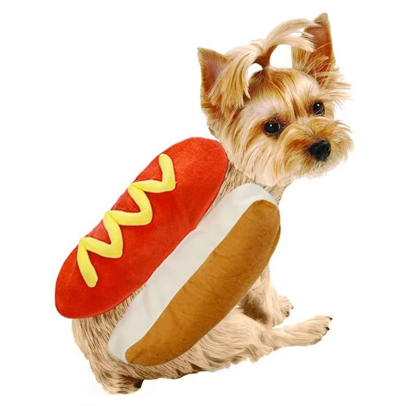 Christmas Hot Dog Burger Dog Costumes Warm Halloween Carnival Party Festival Dog Velvet Clothes Teddy Dog Clothes