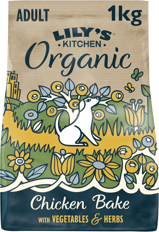 Lily’S Kitchen Made with Natural Ingredients Adult Dry Dog Food Organic Chicken Bake Balanced Nutrition 1Kg