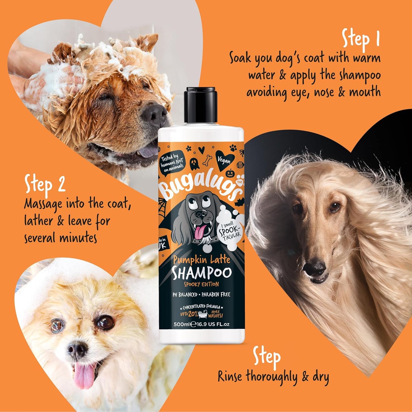 Pumpkin Latte Dog Shampoo Spooky Edition - Ghoulishly Good Grooming Products in a Fangtastic Fragrance. Dog & Puppy Shampoo, Vegan, Ph Balanced, Paraben Free & Made in the UK (Shampoo 500Ml)