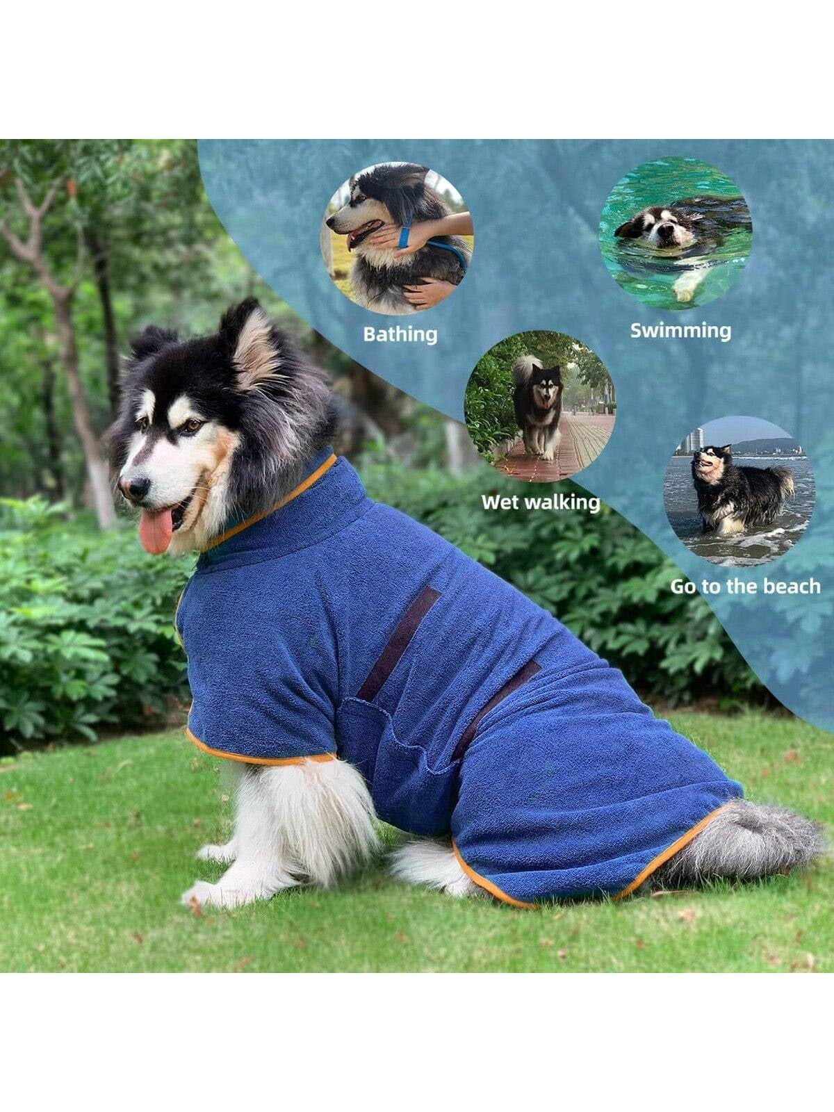 1Pc Pet Absorbent Bathrobe, Quick-Drying Towel for Dogs, Cats or Other Animals