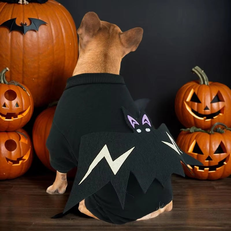 Dog Halloween Costume Bat Puppy Cosplay Bat Costume Glow in the Dark Breathable Bat Wings Dog Clothes for Halloween Party