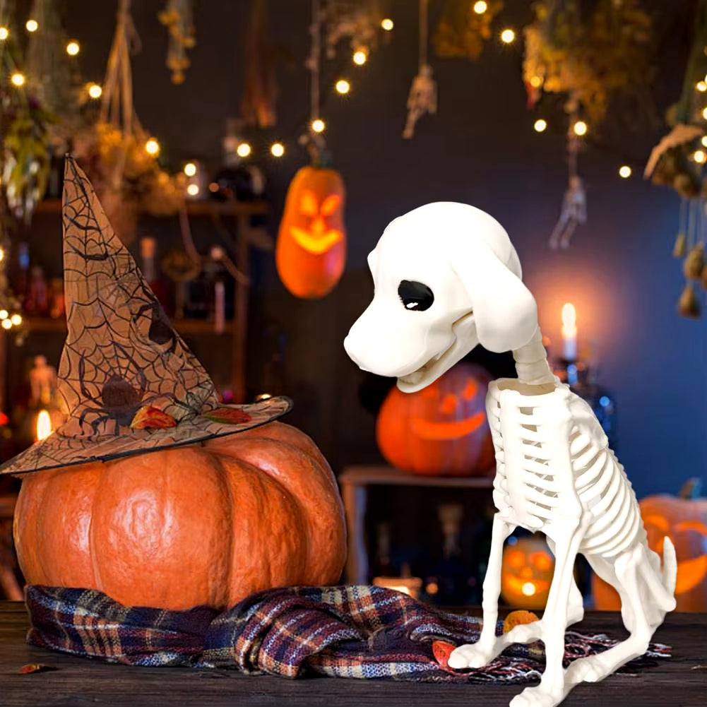 NEW High-End Halloween Dog Skeleton Sculpture Portable Halloween Dog Skeleton Table Decoration for Desk Outdoor Indoor Deco C7K9