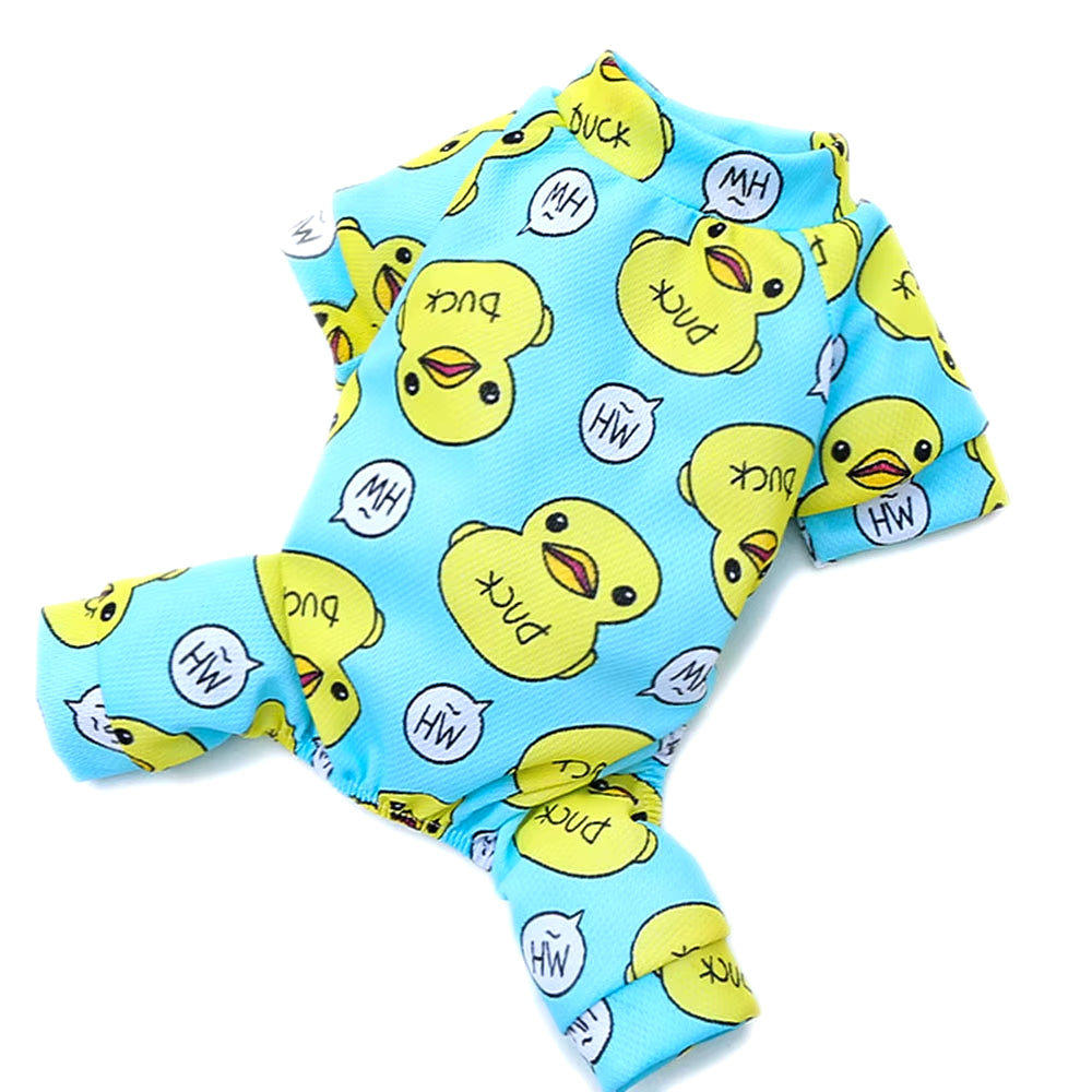 Dog Cotton Romper Pajamas Costume Cartoon Duck Printing Puppy Jumpsuit Onesie Clothes for Dogs Chihuahua Yorkie Pet Cat Clothing